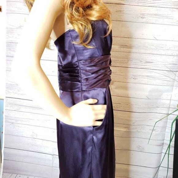 Davids Bridal NWT Strapless Gown F14227 size 8 Purple POCKETS attachable straps - Picture 7 of 8